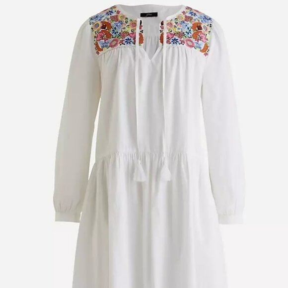 J. Crew Dresses & Skirts - J. Crew Boho Cotton Poplin Tunic Dress Embroidery White Farmers Market - NWOT